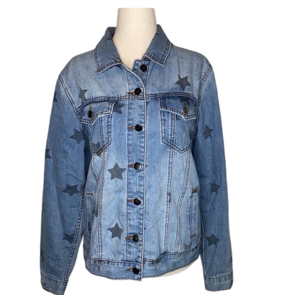 Saks Fifth Avenue denim jean jacket with stars, size XS